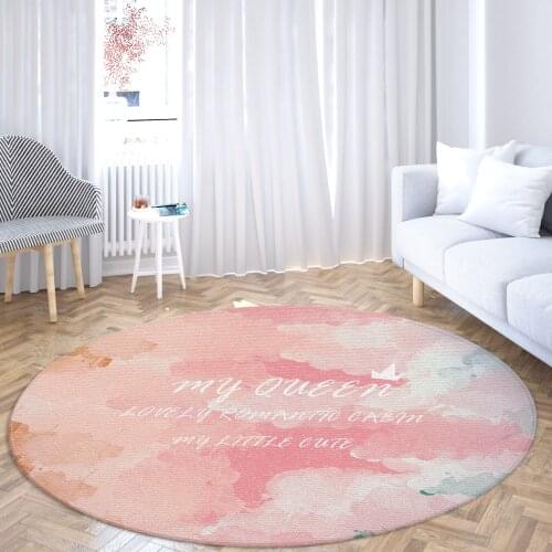 Gouache Dyeing Round Floor Mat Nordic Little Fresh Color Block Rugs Home Living Room Bed Bath Decorate Dormitory Carpet Simple