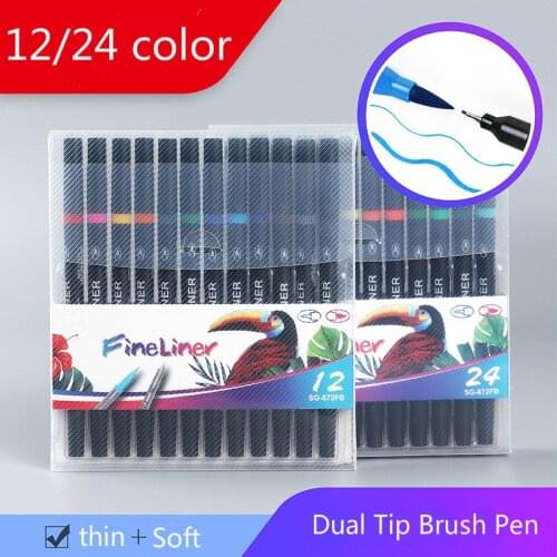 Markers 12/24 Color Sketch Art Marker Pen Double Painting Watercolor Pens For Artist Manga Markers Art Supplies School