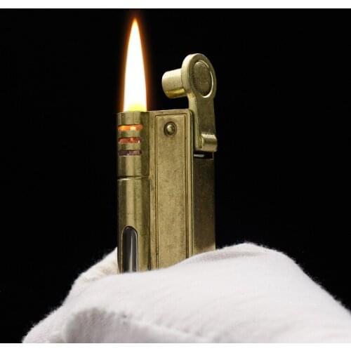 Retro Metal Lighter Refillable Kerosene Lighter With Capacity Window Oil Lighter Gift For Men