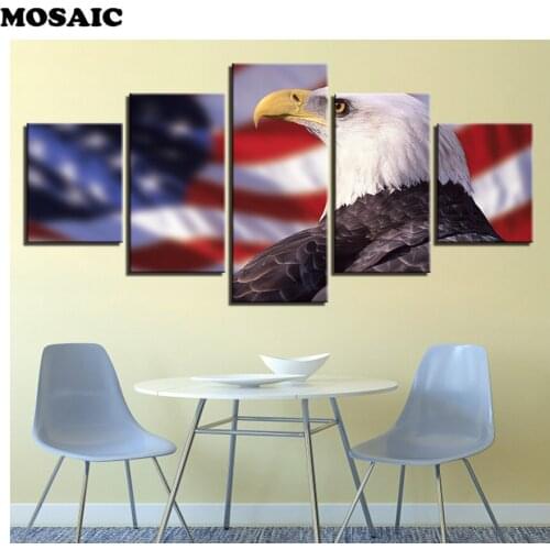 Multi-pictures Diamond Embroidery"American Flag Eagle"Diamond Painting animal full Square Rhinestones Mosaic kits set,5 pcs