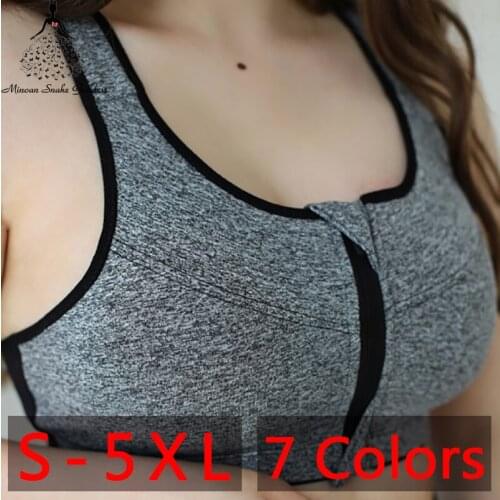 Plus Size Bra Women S-5XL Push Up Bras for Women Front Zipper Backless Bra Sports Run Bra Tops Bh Soutien Gorge Femme 7 Colors