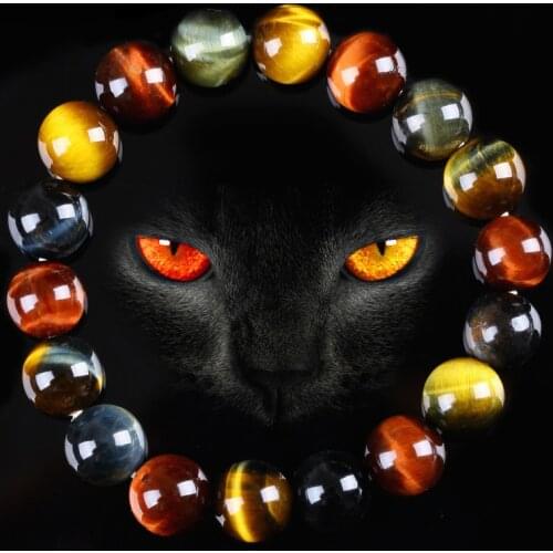 New Arrival Unique AAA 3 Color Red Yellow Blue Tiger Eye Natural Stone Beaded Bracelets Men Women Jewelry Energy Gift