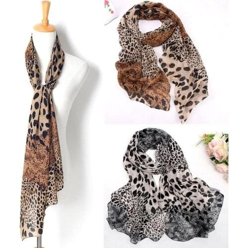 2021 new double-section leopard print brown scarf
