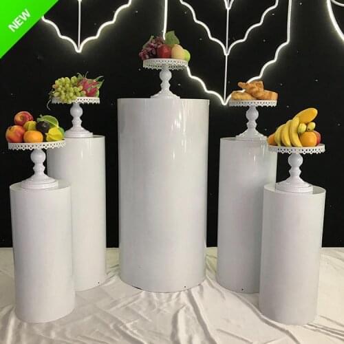 New product white mental pedestal display pedestal table stand cylinder pedestal display art decoration wedding pillar