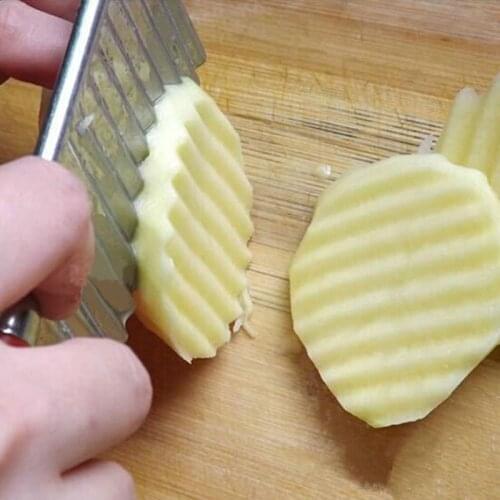 Potato Chips Slicer Knife Stainless Steel Dough Vegetable Cutter Fruit Crinkle Wavy Slicer Fry Maker Kitchen Gadget Accessories
