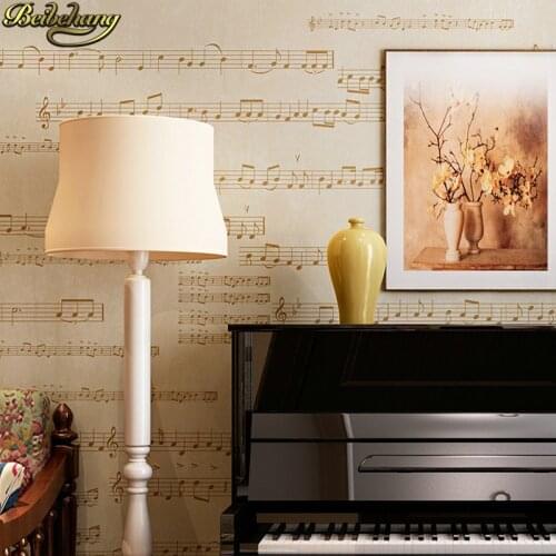 Beibehang Modern American staff notes wallpaper living room bedroom piano room music classroom training TV background wall paper