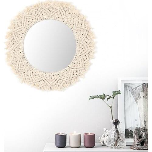 Feather Macrame hand-woven simple home hang - up living room wall hanging decorations decorative mirror wall tapestry serape