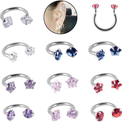 2PC Surgical Steel Earring Internal Piercing Septo Nose Lip Eyebrow Ear Septum Cartilage Helix Captive Hoop Ring Belly Piercing