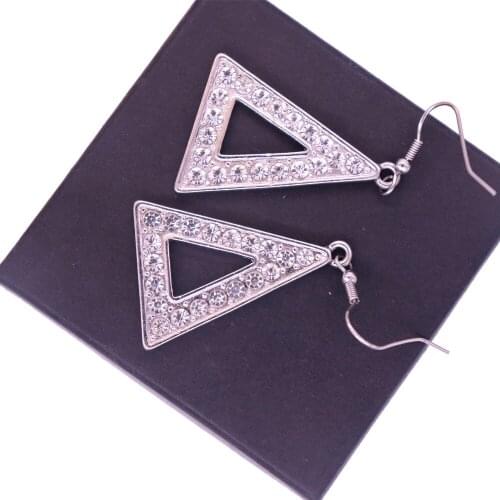 Custom Metal Alloy Greek Letter DST Sign Crystal Rhinestone Sigma Earrings School Society Party Gift Jewelry