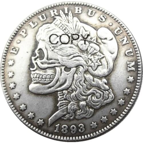 US Hobo 1893-P-CC-S-O Morgan Dollar skull zombie skeleton Silver Plated Copy Coins