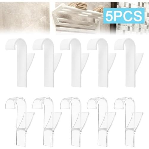 5pcs/set White Hanger For Heated Towel Radiator Rail Bath Hook Holder Transaparent Clothes Hanger Scarf Hanger