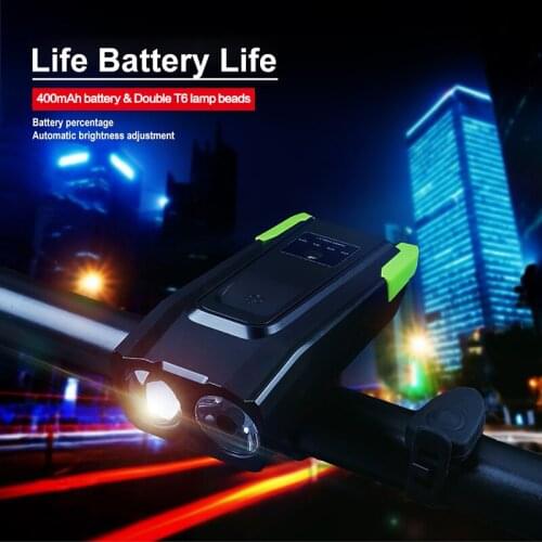 Waterproof 20000 Lumens 4000mAh Bike Front Light Horn USB Rechargeable Smart Bicycle Light Induction LED Bike Lamp Riding Light