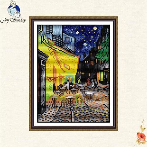 Joy sunday Van goghs cafe Cross-stitchCross Stitch Patterns 11CT Printed Fabric 14CT Canvas DMC Counted Chinese Cross-stitch