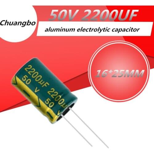 5pcs/lot Higt quality 50V 2200UF 16*25MM low ESR/impedance high frequency aluminum electrolytic capacitor 16*25MM 50V 2200UF