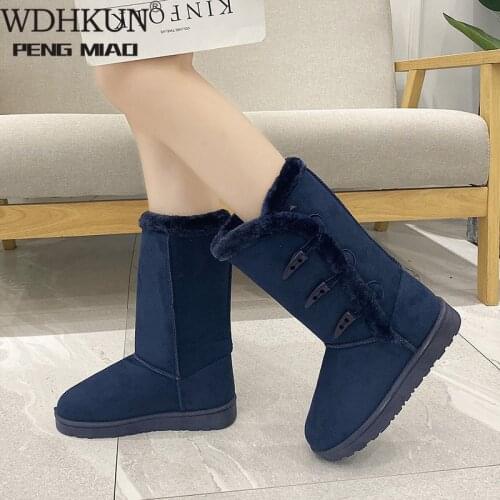 Winter Women Boots Platform Shoes Keep Warm Mid-Calf Snow Boots Ladies Lace-up Comfortable Quality Waterproof Chaussures Femme