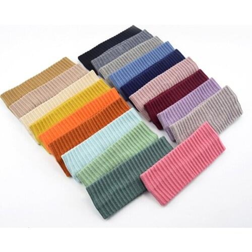 Lady Headdress Head Wrap Winter Warm Headband Ribbed Knitted Headbands For Women Wide Elastic Hair Bands Turban