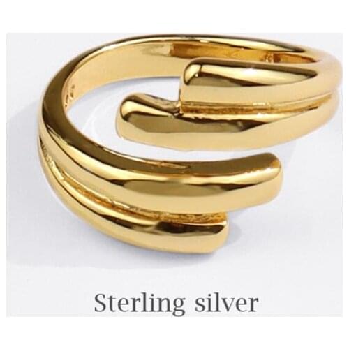 Sole Memory Hip Hop Creative Shiny Personality 925 Sterling Silver Female Resizable Opening Rings SRI838