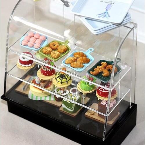 1:12 Miniature Cake Counter Wooden Showcase Cabinet Dollhouse Fruniture Decor