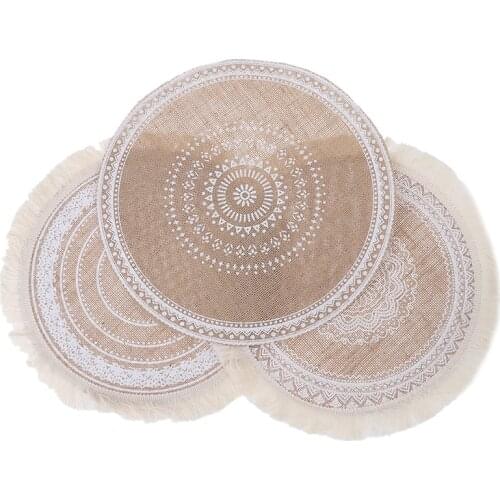 1Pcs Creative Jute Placemats Photo Props Decoration Table Placemat Non-slip Home Linen Fabric Bowl Cup Mats