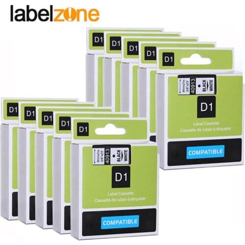 10Pcs 9mm Black on white 40913 label tapes compatible dymo d1 label printers ribbon cassette for dymo label manager 160 280