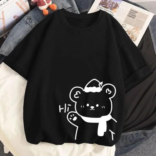 100% Cotton Summer Casual Oversized T-shirts Harajuku Cute Cartoon Anime Loose Ulzzang Short Sleeved Kawaii T Shirt Women Tops