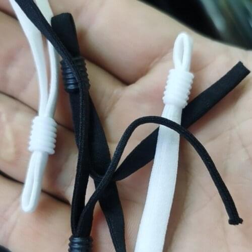 1000pcs/lot Face Mask Adjusting Band Rope 5mm 10cm Black White for Kids Man Woman Sewing Accessories