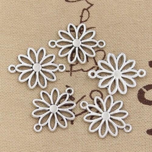 12pcs Charms flower connector 25*19mm Antique Making pendant fit,Vintage Tibetan Silver,DIY bracelet necklace