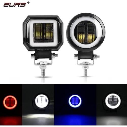2pcs Motorcycle Offroad led 40W 3inch Waterproof Round LED Angel Eyes Light Bar white blue 12V 24V 6500K led Work Light