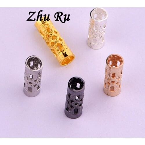 20pcs ZHU RU 4*12.7mm Openwork Hollow tube Flute pipeline pipe shape Charms Pendant for Earring Necklace Jewelry Making DIY