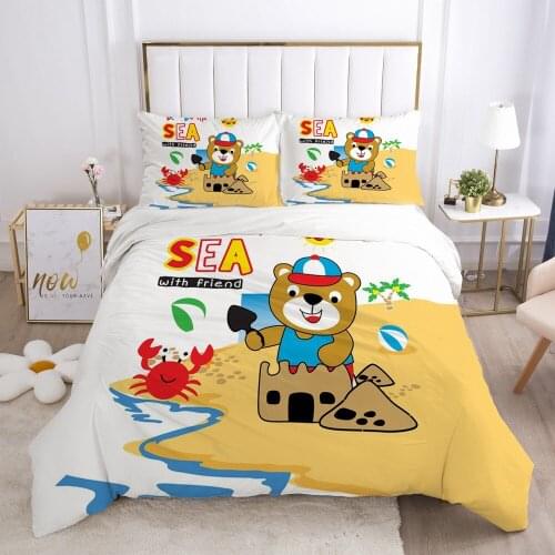 3D Quilt Covers Pillowcase(s) Bedding Set Duvet Cover Sets Comforter Case Linen Bed Cartoon Queen Full Size Bedclothes
