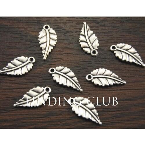 50pcs Silver Color Plated Zinc Alloy Mini Leaf Charm DIY Metal Bracelet Necklace Jewelry Findings A1056
