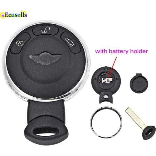 3 Button Smart Remote Key Case Fob Shell Replacement Keyless Entry Cover for BMW Mini Cooper R56 with Insert Key Battery Holder