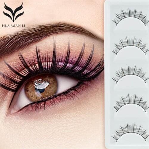 5 Pairs Black False Eyelashes Handmade Slender Natural Bare Makeup Fake Eyelash Crisscross Extension Cosmetic Long False Eyelash