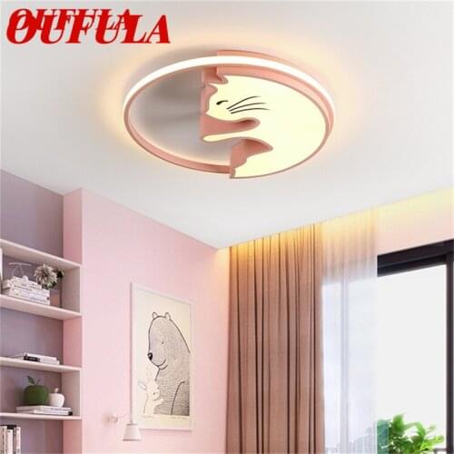 OUFULA Childrens Ceiling Lamp Cat Modern Fashion Suitable For Childrens Room Bedroom Kindergarten