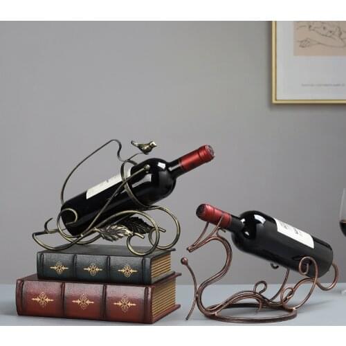 European Style Retro Wrought Iron Portable Bird Wine Rack Creative Home Wine Cabinet Bar Wine StorageKitchen Supplies Decor Rack