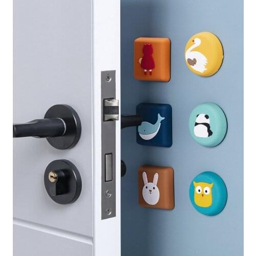 1PC Cartoon Door Stopper Wall Protectors Silicone Self Adhesive Door Handle Bumpers Buffer Guard Stoppers Silencer Crash Pad Ins