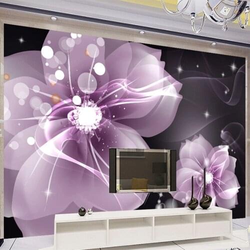 Photo Wallpaper Modern Minimalist Purple Transparent Flowers Mural 3D Abstract Art Living Room TV Sofa Bedroom Papel De Parede