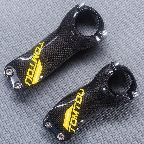 TOMTOU Full Carbon Bike Stem 6/17 Degree Mountain Road Bicycle Parts Cycling MTB Handlebar Stem 31.8mm 3K Glossy Yellow - T86T19