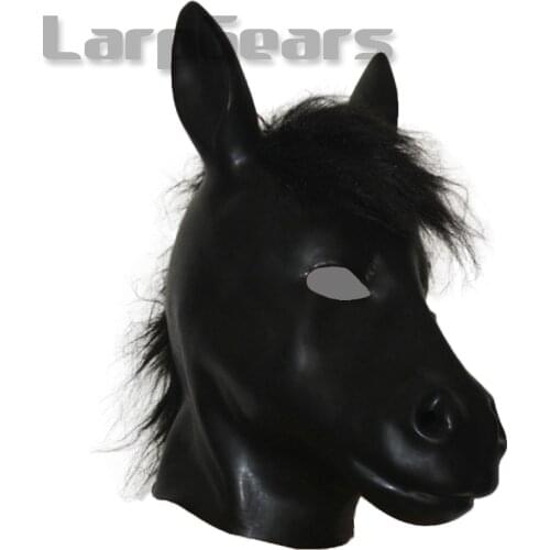 Hot latex horse hood bdsm bondage horse headgear latex hood mask fetish slave hood