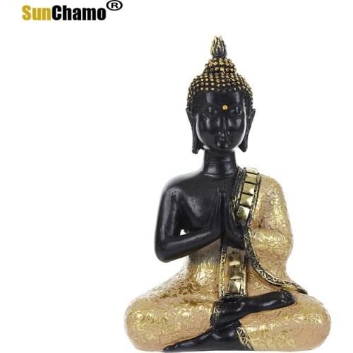 Exquisite Thai Buddha Statue Praying Sitting Meditating Figurine Sculpture Feng Shui Ornaments Crafts For Home Offfice Decor