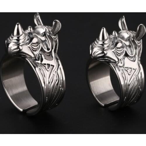 Outdoor Titanium Steel Rhinoceros Ring Unisex EDC Self Defense Finger Ring Spike Ring Personal Safety Tool