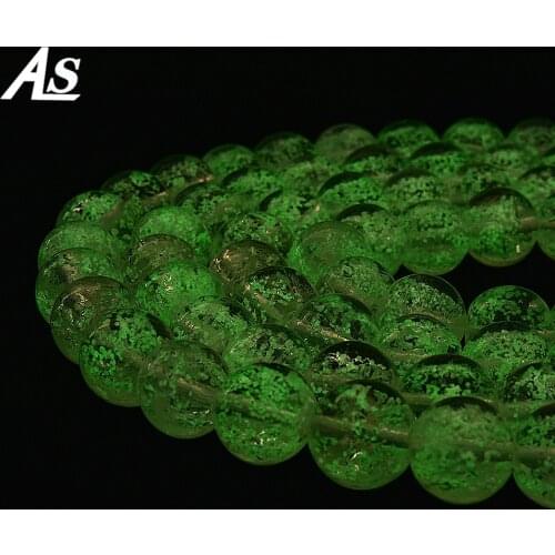 Asingeloo Glow In The Dark Round Glass Beads Luminous Jewelry Making Crafts 15" Loose Strand