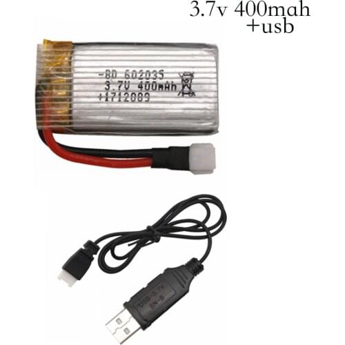 3.7V 400mah Lipo battery 3.7 V 400 mah 30C 752035 For H31 Battery With USB charger ( Input 5V ) X4 H107 H31 Spare Parts 752035