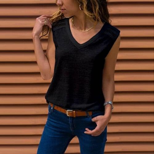 Tanks For Womens Casual Solid Color Sleeveless V Neck Vest Tank Camis Summer Tops Casual Femme Tanks ropa mujer verano