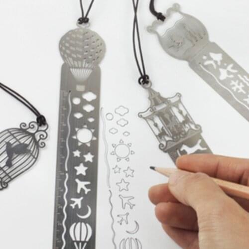 Cute Beautiful Fairy Tale Creative Hollow Ultra-thin Metal Ruler Kawaii Bookmark Rulers Student Prizes Korean School Stationery