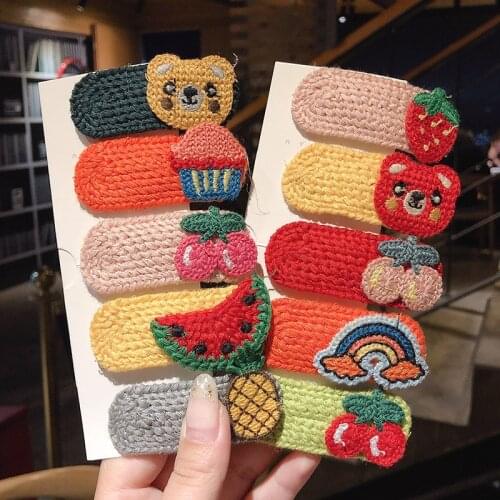 Lovely Girls Hair Claws Cute Colorful Cartoon Pattern Small Women Hairpins Fashion Wool Hair Clips Hair Accessories Ornament