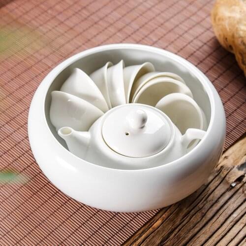 Multifunctional White Porcelain Tea Wash Solid Color Ceramic Purple Sand Ashtray Tea Set Accessories