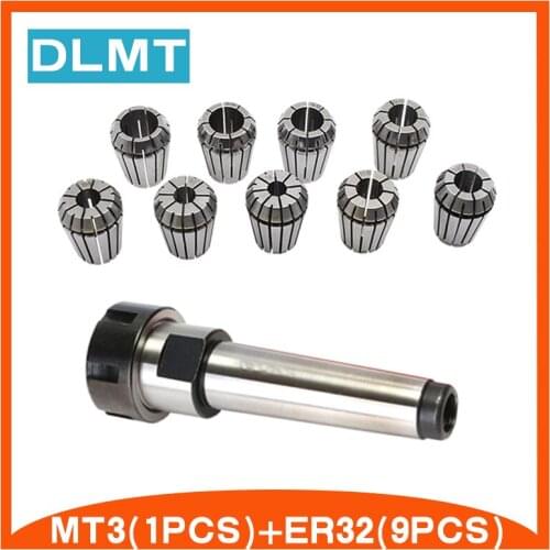 9Pcs ER32 Spring Collets Set High Quality 3//4/6/8/10/12/14/16/18/20mm+1Pcs MT2 MT3 M12 ER32 Collet Chuck Morse Taper Holder