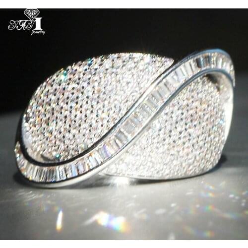 YaYI Fine Jewelry Fashion Princess Claw Set Cut White Cubic Zirconia Silver Color Engagement Wedding Party Leaves Gift Rings