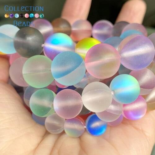 Natural Matte Colorful Austrian Crystal Glitter Stone Spacer Round Bead For Jewelry Making 6-12 MM DIY Bracelets Accessories